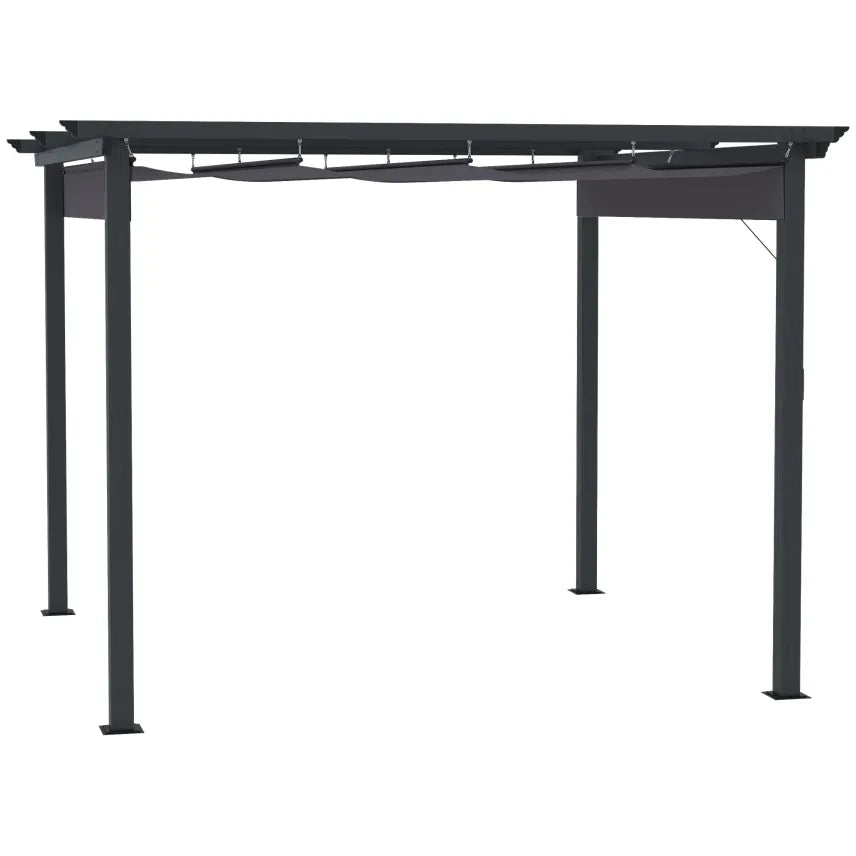 Outsunny Pergola 2,95 × 2,95 m con tetto scorrevole – Grigio