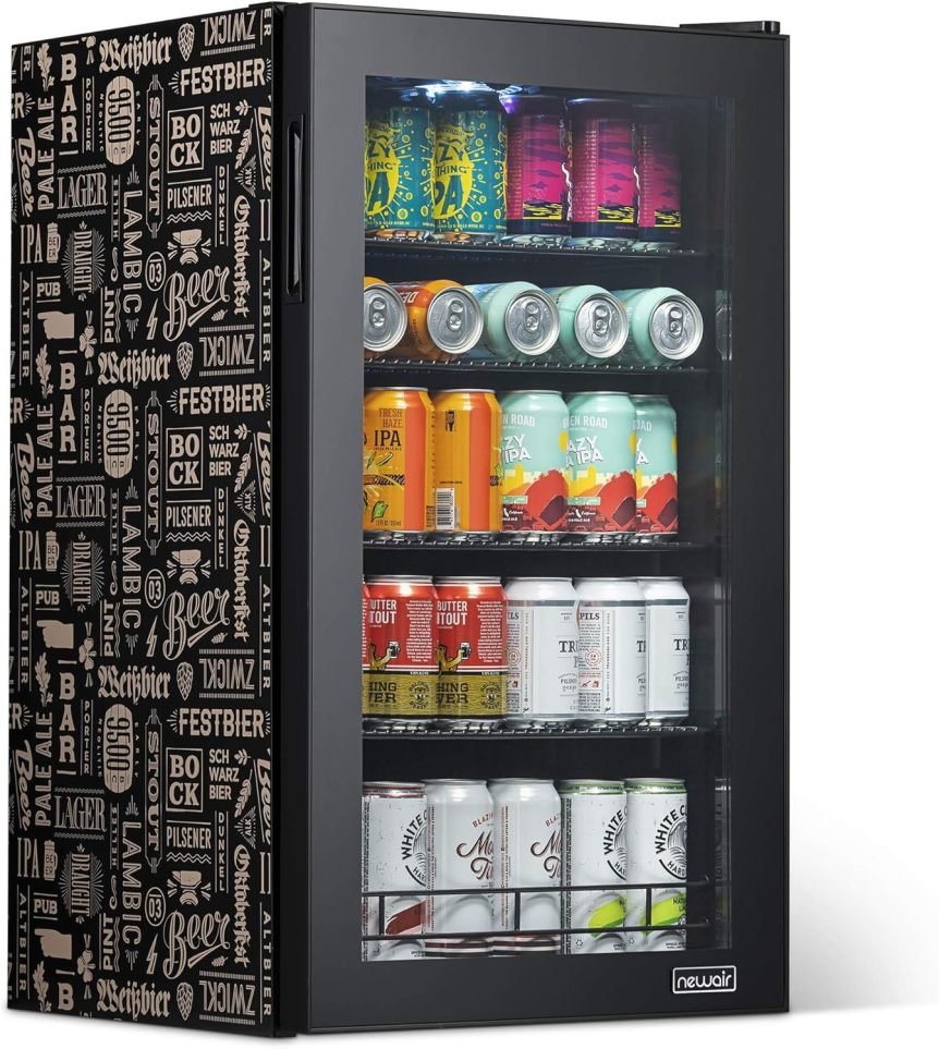 Frigorifero per bevande con porta in vetro – Mini frigorifero a libera installazione per 126 lattine, birra, vino e bevande fresche