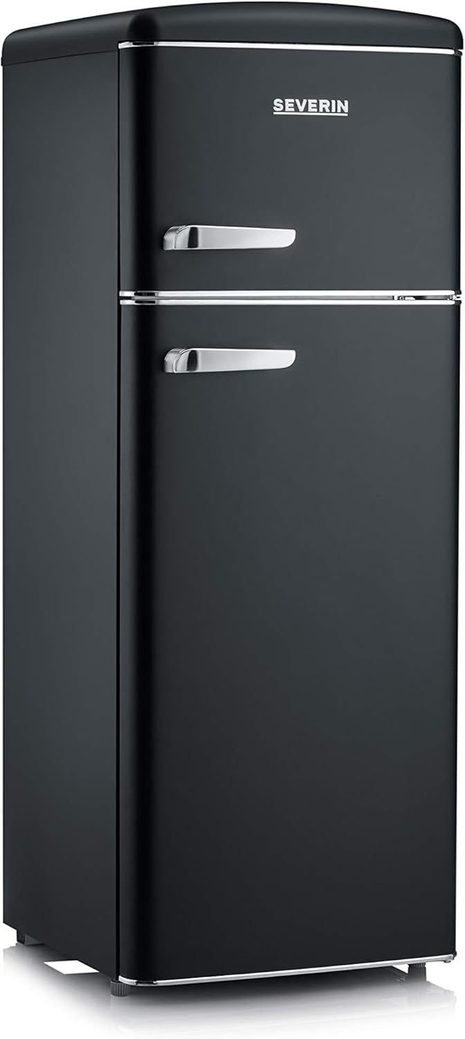 SEVERIN RKG 8933 Frigorifero-congelatore retrò 206 L – 4 ripiani regolabili, ampio cassetto verdure, formato salvaspazio, crema