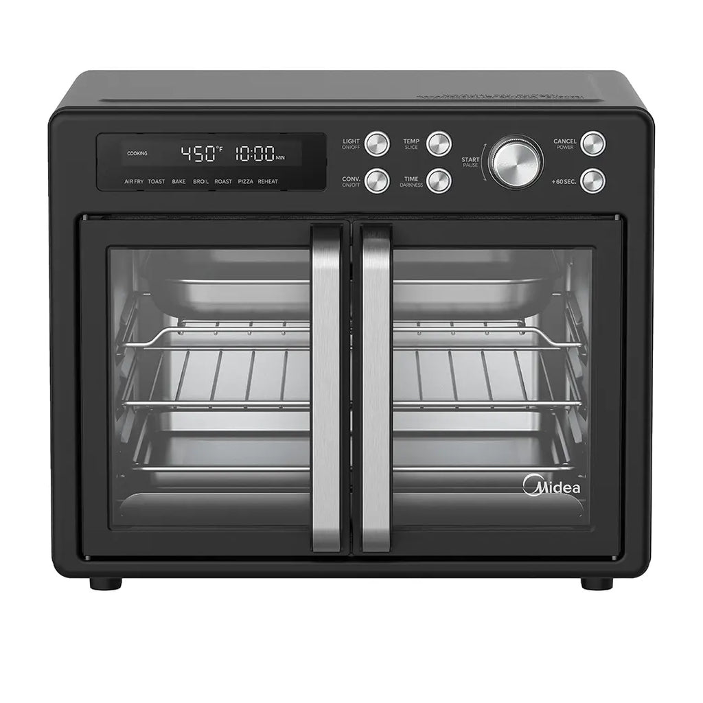 Midea Flexify™ Forno Airfryer con porta francese – Friggitrice senza olio multifunzione a doppia porta, 10 in 1, grande capacità, Nero