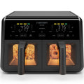 Chefman TurboFry Dual Basket Airfryer 9 qt con finestre – Friggitrice ad aria a 2 scomparti, grande capacità, nera