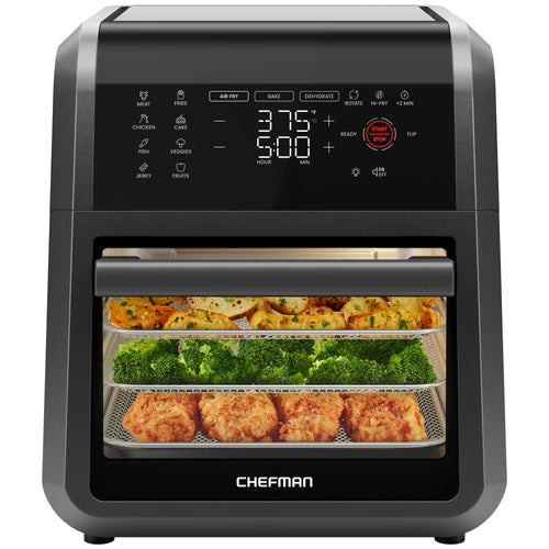 Chefman Forno Airfryer multifunzione 6-in-1, 12 qt – Grande capacità, cottura con poco olio, nero