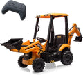 Escavatore e bulldozer elettrico per bambini 4 in 1, 12 V – Telecomando, caricatore frontale, pala, clacson, pneumatici EVA, giallo