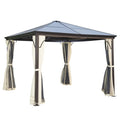 Outsunny Gazebo da giardino Hardtop – Tetto in policarbonato, zanzariera, struttura in alluminio