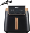 Ninja MAX PRO Airfryer AF180EUCP 6,2 L – Senza olio, ampio cassetto, arrosto, cottura, Air Fry, antiaderente, cestello e griglia Crisper lavabili in lavastoviglie, pinza in silicone, nero/rame