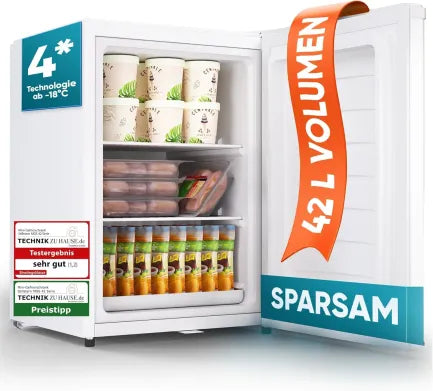 Stillstern Mini congelatore 42 L – -18 °C, vaschetta ghiaccio, serratura, porta reversibile, 4 stelle, ideale per campeggio e ufficio