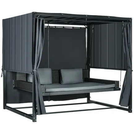 Outsunny Dondolo da giardino 3-in-1 con baldacchino e schermo privacy