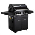 KOBE STYLE PLATINUM BLACK EDITION Barbecue a gas 4 bruciatori con fornello laterale, 145 × 61 × 116 cm