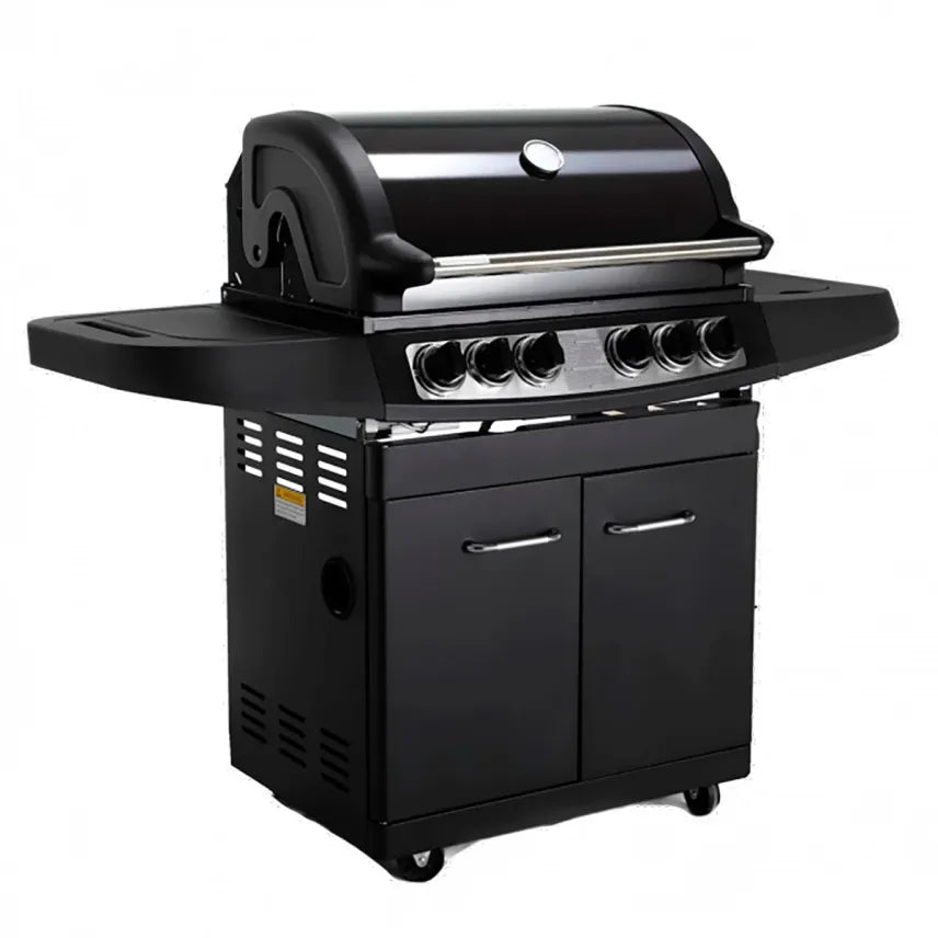 KOBE STYLE PLATINUM BLACK EDITION Barbecue a gas 4 bruciatori con fornello laterale, 145 × 61 × 116 cm