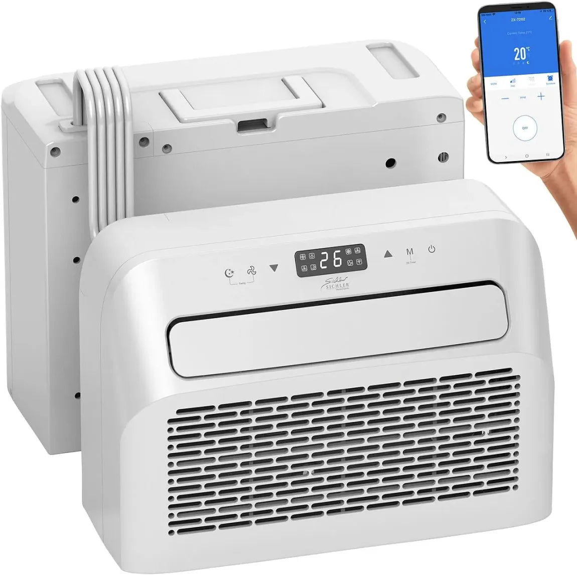 Sichler Climatizzatore split portatile 5000 BTU/h – Deumidificazione, Wi-Fi e app, per roulotte e mini-split