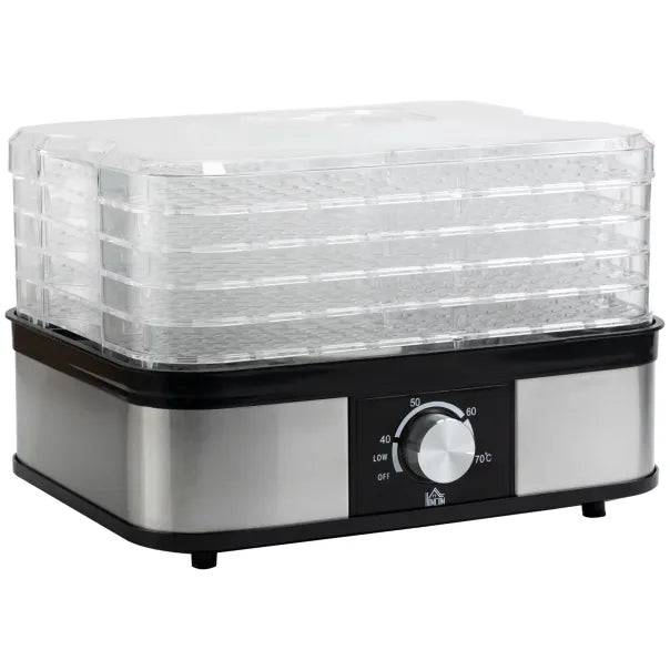 HOMCOM Essiccatore alimentare inox a 5 ripiani – Temperatura regolabile