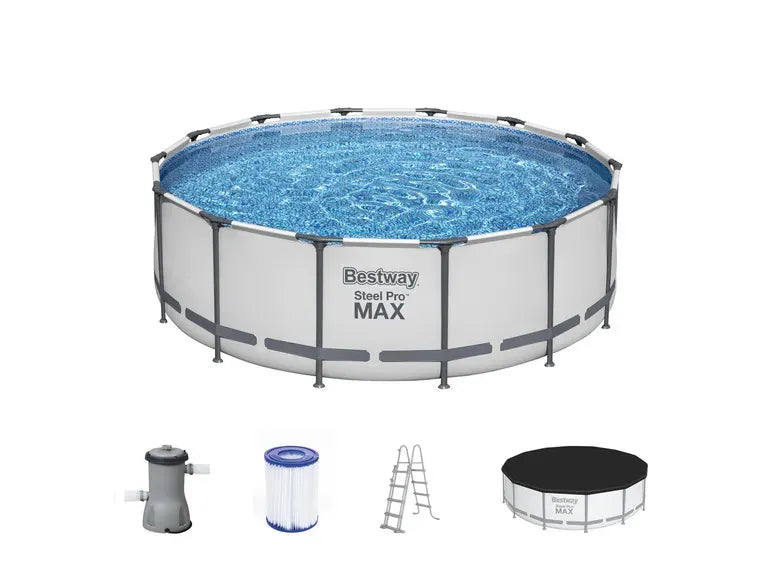 Steel Pro MAX Kit piscina tubolare completo con pompa filtrante Ø 427 × 122 cm