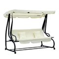 Altalena da giardino a 3 posti Outsunny trasformabile in letto – Protezione UV, bianco crema