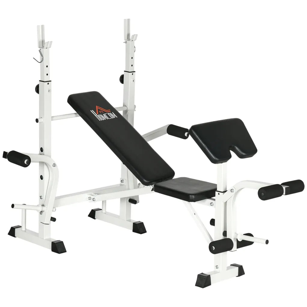 HOMCOM Panca multifunzione regolabile in altezza con leg press e panca Scott
