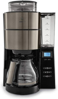 Melitta AromaFresh Macchina da caffè filtro con caraffa in vetro – Macinacaffè integrato, timer, 10 tazze, Pure Black