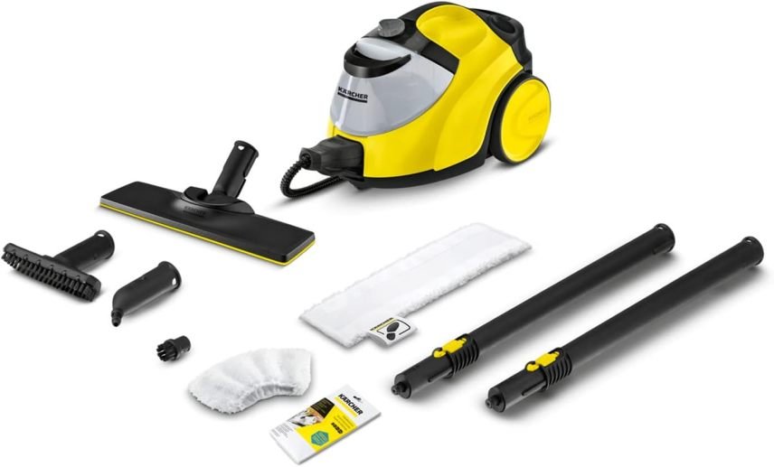 Kärcher SC 5 EasyFix Pulitore a vapore con iniezione di acqua calda – 4,2 bar, riscaldamento 3 min, ca. 150 m², serbatoi 0,5 + 1,5 L, kit pavimenti EasyFix e ugelli