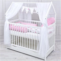 Baby Delux Set letto a casetta per bambini 60 × 120 cm – Bianco, cassetto, sponda anticaduta, materasso, biancheria e decorazione Prince Stars