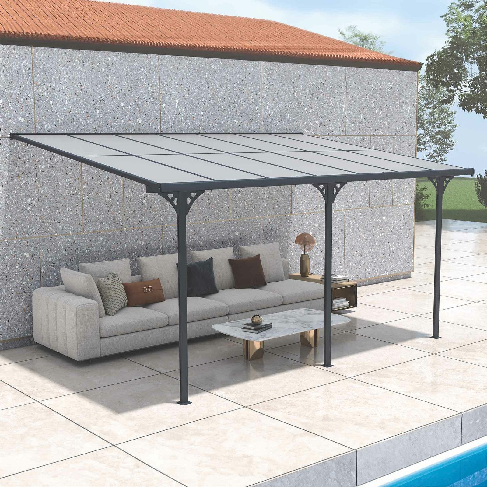 Fornorth Tettoia per terrazza 435 × 300 × 225–270 cm