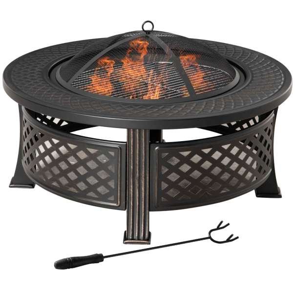 Outsunny Braciere barbecue 2-in-1 – Effetto bronzo