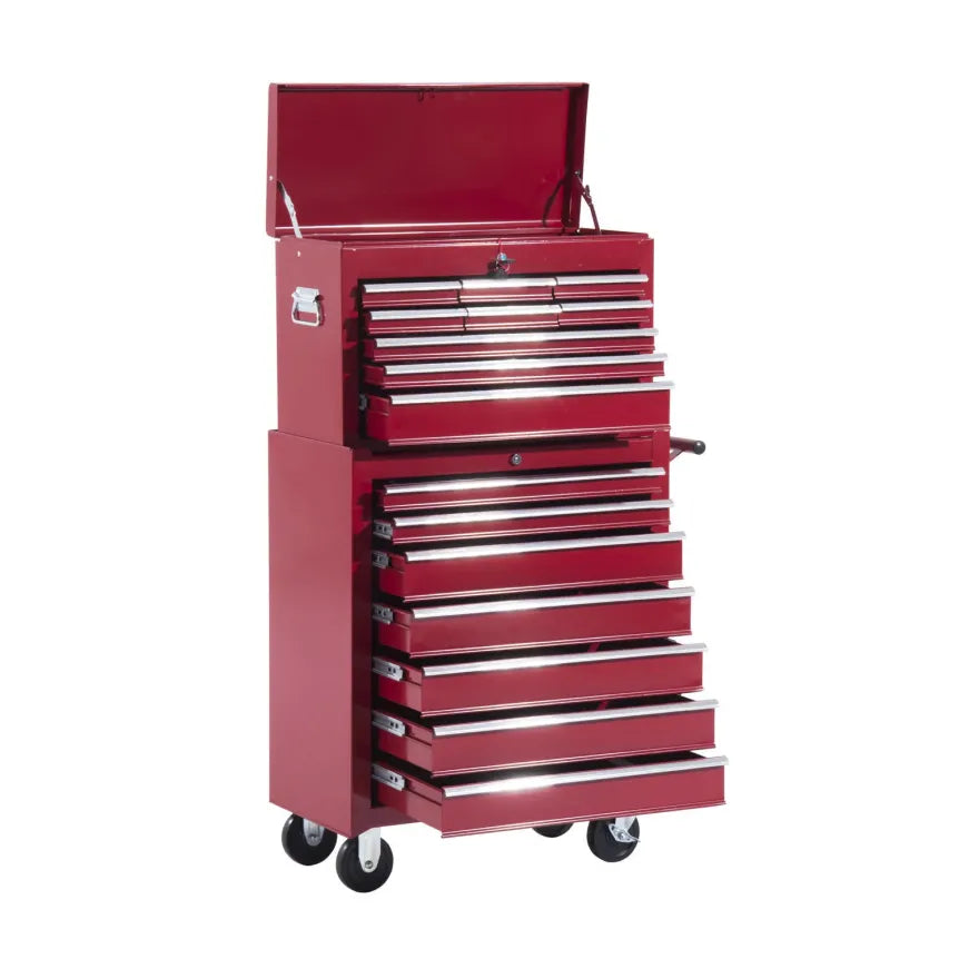 HOMCOM Carrello da officina mobile con serratura a 16 cassetti