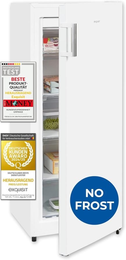 Exquisit GS5231-NF-H-040C Grande congelatore NoFrost 161 L – Congelamento rapido, allarme, bianco