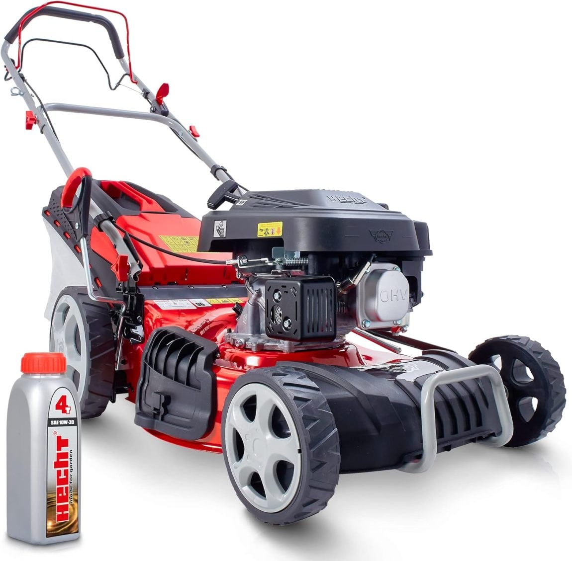 HECHT Tosaerba a scoppio 5-in-1 semovente – Fino a 1000 m², motore 4 tempi, taglio 46 cm, mulching, scarico laterale