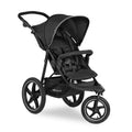 Hauck Runner 2 Passeggino fuoristrada a 3 ruote con grandi ruote pneumatiche, fino a 22 kg, protezione UV 50+, finestra di ventilazione, altezza regolabile, pieghevole, cestino XL 3 kg, posizione reclinata, nero