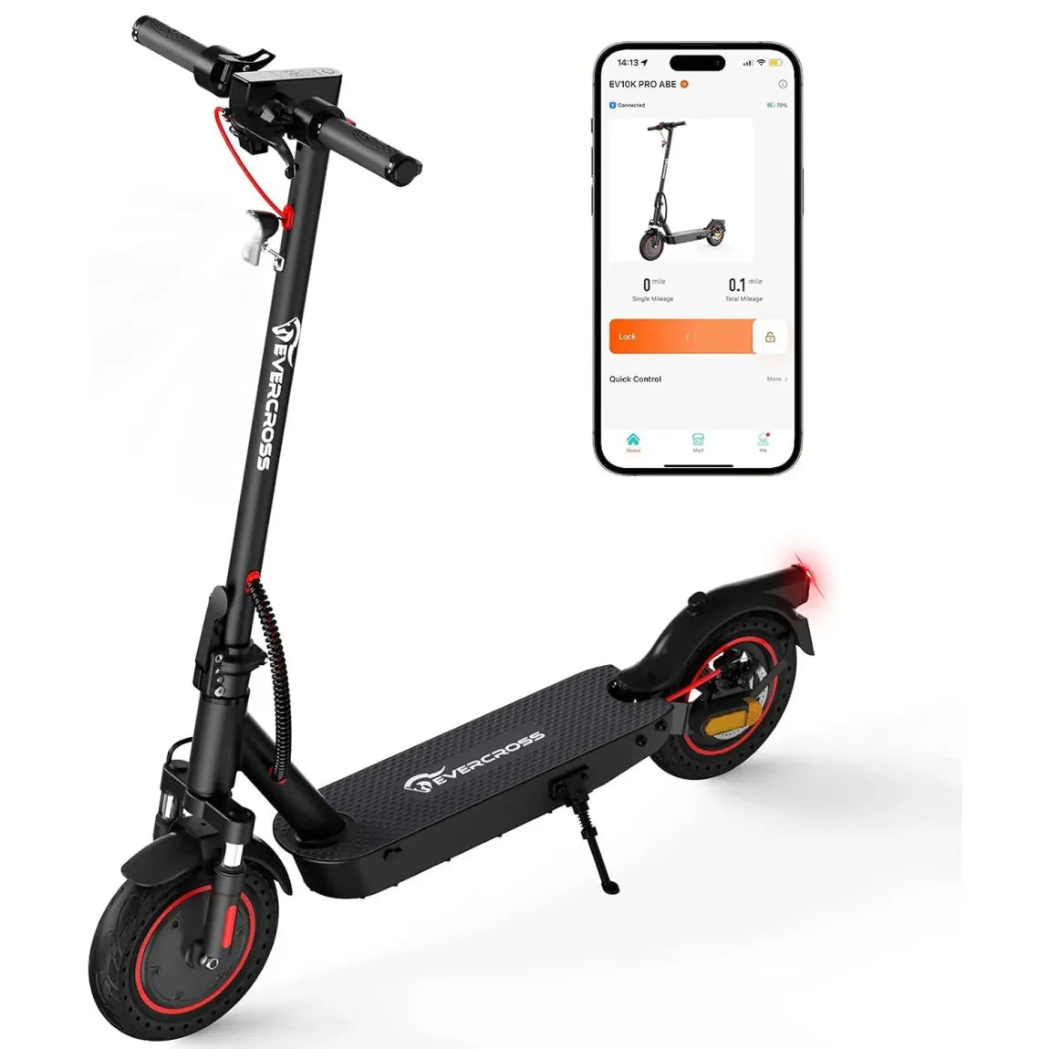 EVERCROSS EV10K Pro Monopattino elettrico omologato ABE – Motore 400 W, autonomia 35 km, pneumatici alveolari 10″, protezione IP54