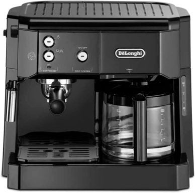 De'Longhi BCO 421.S Macchina da caffè combinata – Portafiltro espresso e macchina da caffè filtro, lancia montalatte, caraffa in vetro
