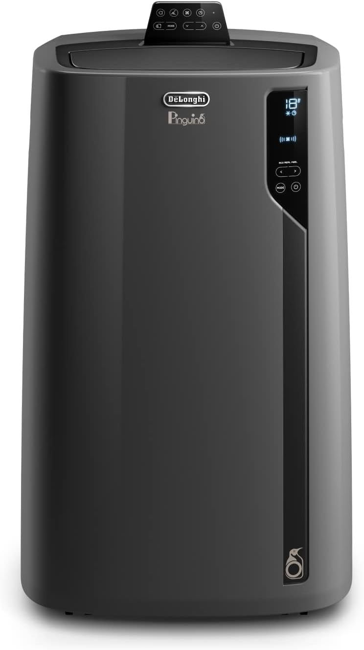 De'Longhi Pinguino PAC EL112 CST Climatizzatore portatile con tubo di scarico – Fino a 110 m³, deumidificatore, ventilazione, timer 24 h, nero