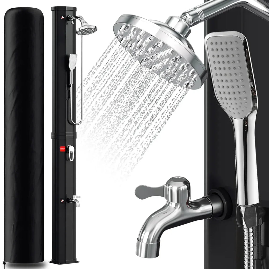 Sonnewelt Doccia solare da giardino 60 L con copertura protettiva e doccetta