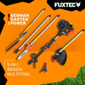 FUXTEC Decespugliatore a scoppio FX-MT152E Multitool 5-in-1 – 52 cm³, 3 CV, imbracatura pro, prolunga 1 m, tagliasiepi, potatore e tagliabordi