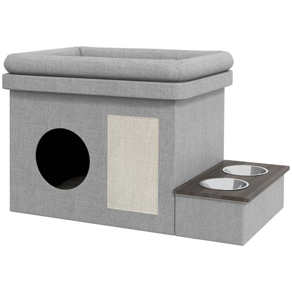 Set di 2 ciotole inox su supporto – Grigio, 78 × 48 × 49,5 cm