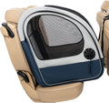 PetSafe Happy Ride Trasportino pieghevole per cani – Sedile posteriore auto, porte in rete ventilate, blu/grigio