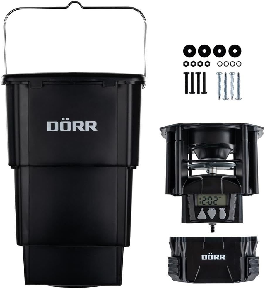 DÖRR Distributore di mangime Compact – 4 orari, per animali selvatici e pesci, comando semplice, diversi alimenti, contenitore incluso