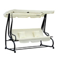 Outsunny Dondolo da giardino 3 posti convertibile in letto – Protezione UV, bianco crema