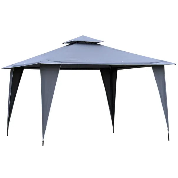 Outsunny Gazebo 3,45 × 3,45 m con doppio tetto, grigio