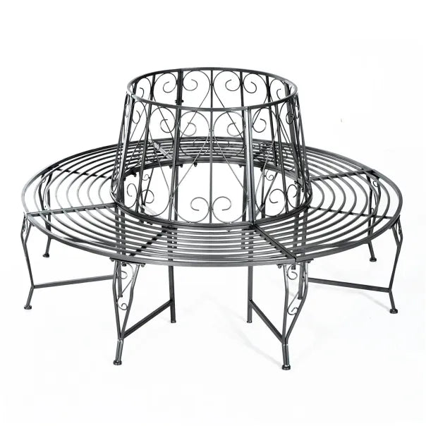Outsunny Panchina circolare intorno all’albero 360° – Ampia seduta in metallo