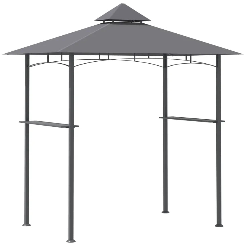 Outsunny Gazebo barbecue 245 × 148 cm con doppio tetto – Grigio