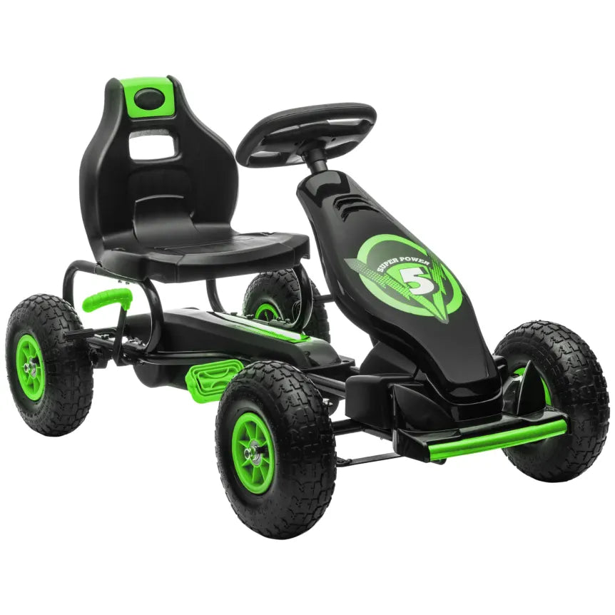 HOMCOM Go-kart a pedali per bambini con sedile regolabile in 3 posizioni e pneumatici in gomma