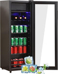 Merax Frigorifero 128 L a libera installazione – 120 L frigorifero + 8 L congelatore, illuminazione LED interna, ripiani regolabili