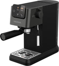 GRUNDIG KSM 5330 Macchina espresso con portafiltro – Serbatoio latte integrato, 1628 W, pompa 15 bar, doppio erogatore, touchscreen a colori, BrewSense, CreamyPro, Dark Inox/nero