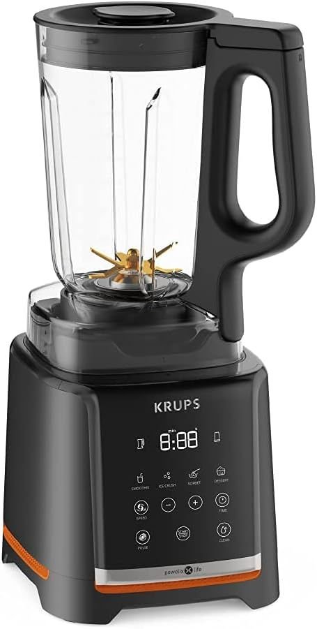 Krups InfinyMix KB9158 Frullatore ad alta velocità – 1600 W, 5 programmi automatici + manuale, caraffa Tritan, ricettario, smoothie/shake/ghiaccio tritato, nero