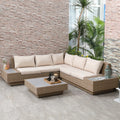 Outsunny Salotto da giardino 4 pezzi in polyrattan con ripiano, resistente alle intemperie