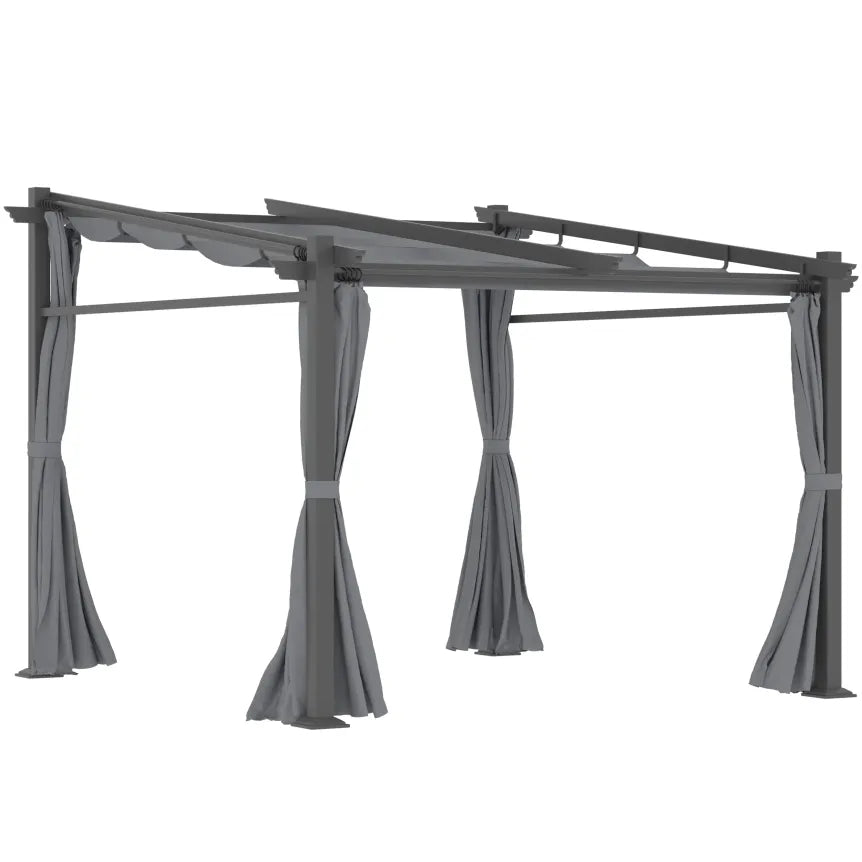 Outsunny Pergola con tetto retrattile e sistema a corda