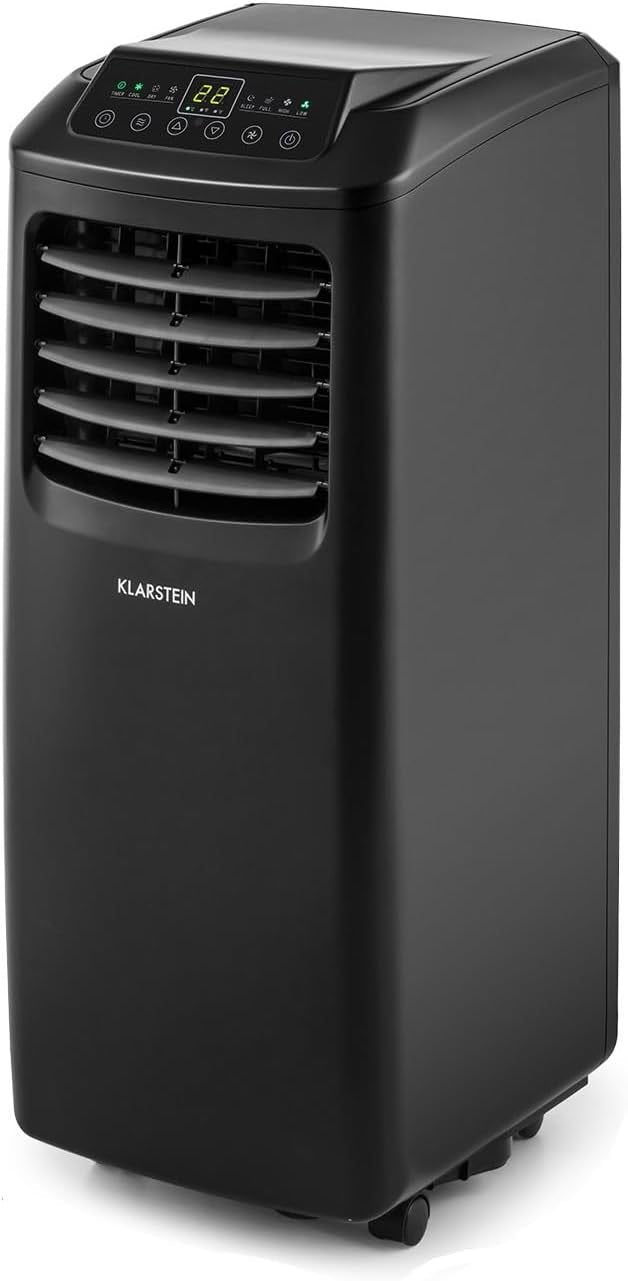 Klarstein Climatizzatore portatile 4 in 1 – Deumidificatore, ventilatore, modalità notte, tubo di scarico, controllo tramite app, fino a 44 m², 9000 BTU, bianco