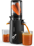 ACOQOOS Estrattore di succo lento per frutta e verdura, ampia apertura 110 mm, facile da pulire, 2 contenitori, nero