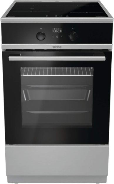 Gorenje GEIT5C61SPG Cucina a induzione a libera installazione 50 cm, forno 70 L – Argento, PerfectGrill, AirFry, FrozenBake, modalità pizza 300 °C, AquaClean