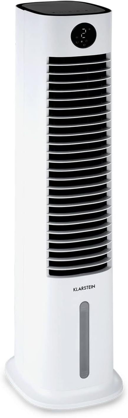 Klarstein Raffrescatore d'aria ad acqua 5 in 1 – Raffrescamento evaporativo, umidificatore, ventilatore e purificatore, controllo tramite app, 80 W, portata d'aria 462 m³/h, bianco