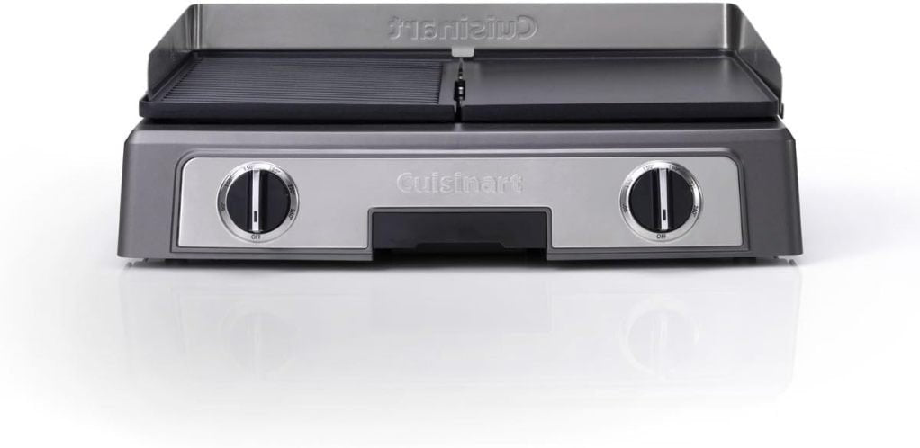 Cuisinart Hot Plate Entertaining Grill & Griddle – Plancha elettrica XL / Teppanyaki per la casa – Piastra antiaderente rimovibile, controllo temperatura a 2 zone fino a 260 °C